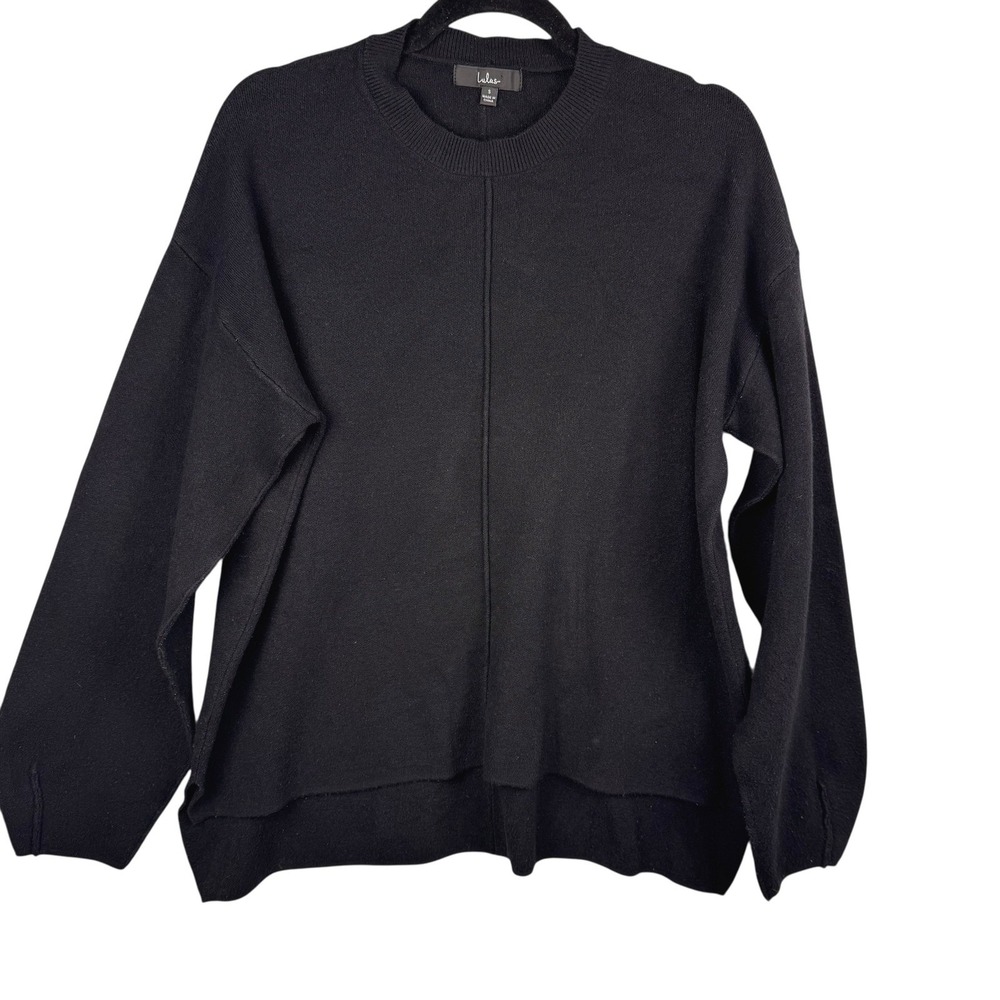 Lulus Sweater Small Oversized Black Knit Pullover Relaxed Fit Long Sleeve‎ - Picture 2 of 13